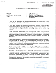 16-16(1) - Statutory Declaration of Residence for Members of the 16th Northwest Territories Legislative Assembly