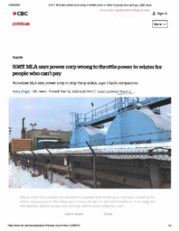 212-19(2) - CBC News article dated March 2, 2020 titled "N.W.T. MLA says power corp wrong to throttle power in winter for people who can't pay" 