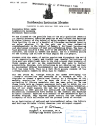 063-12(7) - Letter from Smithsonian Institution Libraries Concerning Loss of PWNHC Librarian Post