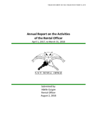 244-18(3) - Annual Report on the Activities of the Rental Officer - April 1, 2017 to March 31, 2018 