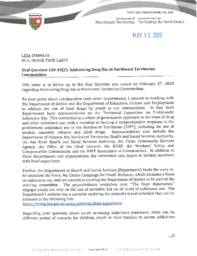 067-19(2) - Follow-up Letter for Oral Question 110-19(2): Addressing Drug Use in Northwest Territories Communities 