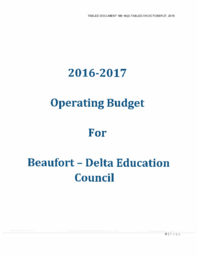 189-18(2) - 2016-2017 Operating Budget for Beaufort-Delta Education Council 