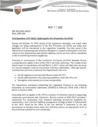 354-18(2) - Follow-Up Letter for Oral Question 359-18(2) Updating the Fire Prevention Act 