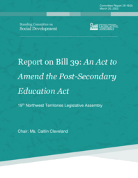 CR 28-19(2) - Report on the Review of Bill 39 - An Act to Amend the Post-Secondary Education Act