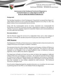 682-19(2) - Government of the Northwest Territories’ Response to Committee Report 31-19(2): Report on Bill 40: An Act to Amend the Medical Profession Act 