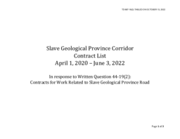 687-19(2) Slave Geological Province Corridor Contract List, April 1, 2020 – June 3, 2022