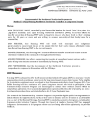 690-19(2) Government of the Northwest Territories Response to Motion 57-19(2):  Housing Northwest Territories Transfers to Long-term Tenants