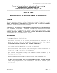 702-19(2) Format for Executive Council Submissions Recommending Authorization to Negotiate Contracts Under the Negotiated Contracts Policy (11.26)