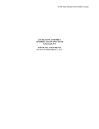 708-19(2) Legislative Assembly Retiring Allowance Fund Financial Statements for year ended March 31, 2022