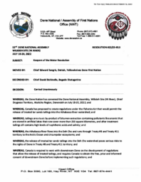 735-19(2) Dene Nation Resolution #22/23-013 regarding Keepers of the Water