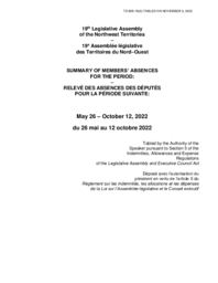 805-19(2) Member’s Absences for the Period May 26 – October 12, 2022