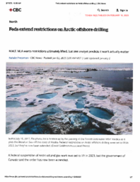 824-19(2) CBC Article, posted January 2, 2023:  Feds extend restrictions on Arctic offshore drilling