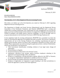 845-19(2) Follow-up Letter for Oral Question 1319-19(2):  Registered Nurses Licensing Process