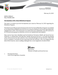 846-19(2) Follow-up Letter for Oral Question 1385-19(2):  Midwifery Program