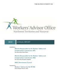 849-19(2) Workers’ Advisor Office Northwest Territories and Nunavut 2022 Annual Report