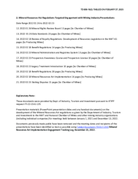 856-19(2) Mineral Resources Act Regulations Targeted Engagement with Mining Industry Presentations - Date Range 2022 01 26 to 2022 02 23