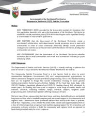 860-19(2) Government of the Northwest Territories Response to Motion 64-19(2):  Suicide Prevention