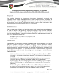 861-19(2) Government of the Northwest Territories Response to Committee Report 36-19(2):  Report on the Review of the 2020-2021 Public Accounts