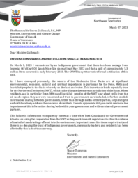 888-19(2) Letter to Federal Minister of Environment and Climate Change dated March 7, 2023, regarding Information Sharing and Notification:  Spills at Kearl Mine Site