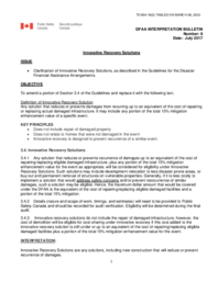 904-19(2) Public Safety Canada, Disaster Financial Assistance Arrangements Interpretation Bulletin Number 8, Date: July 2017, Innovative Recovery Solutions