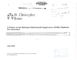 032-15(3) - A primer on the National Child Benefit Supplement (NCBS) clawback for advocates