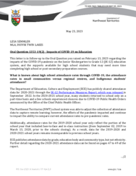 929-19(2) - Follow-up letter for Oral Question 1353-19(2) : impacts of COVID-19 on education