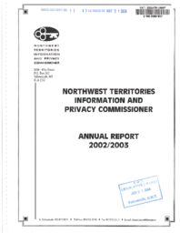 051-15(3) - Information and Privacy Commissioner of the Northwest Territories : annual report 2002-2003