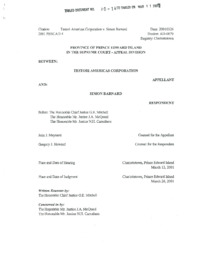 20-14(5) - Judgement of Prince Edward Island Supreme Court Appeal Division, March 26, 2001, of docket AD-0879 between Testori Americas Corporation and Simon Barnard : re: wrongful dismissal damages