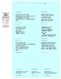 01-13(2) - Election of the Thirteenth Legislative Assembly of the Northwest Territories 1995 : Official Voting Results