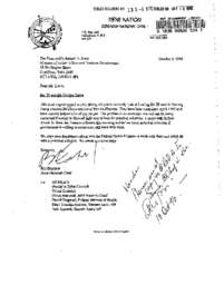 120-13(3) - Letter to the Honourable Ronald A. Irwin, Minister of Indian Affairs and Northern Development, from Bill Erasmus, Dene National Chief, regarding the Tl'oondih Healing Camp