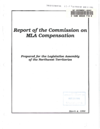 001-13(3) - Report of the Commission on MLA Compensation : prepared for the Legislative Assembly of the Northwest Territories