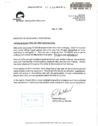 037-13(3) - Letter to the Honourable Minister of Renewable Resources from Robert McLeod, Acting Deputy Minister of Renewable Resources regarding territorial action plan for 1995 holdover fires