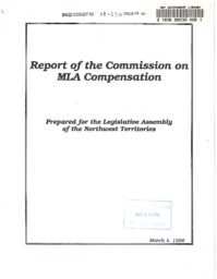 038-13(3) - Report of the Commission on MLA Compensation : prepared for the Legislative Assembly of the Northwest Territories