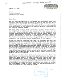 039-13(3) - Letter to Mr. Uriash Puqiqnak, Mayor of the Hamlet of Gjoa Haven, from members of the Gjoa Haven Justice Committee regarding the community assuming greater responsibility for justice related issues