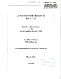 047-13(3) - Comments on the review of Bill C-222 : text for a presentation to the Sub-Committee on Bill C-222