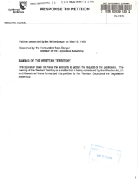 056-13(3) - Response to Petition 19-13(3) : tabled by Mr. Miltenberger, regarding the naming of the western territory