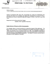 057-13(3) - Response to petitions : tabled during the third session of the 13th Assembly, regarding a public review of the report on MLA compensation