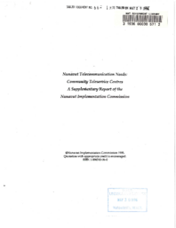 066-13(3) - Nunavut telecommunication needs : community teleservice centres : a supplementary report of the Nunavut Implementation Commission