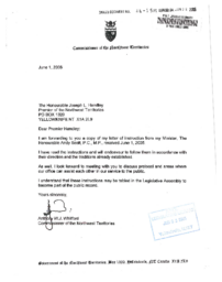 024-15(4) - Letter Of Instruction To The Commissioner Of The NWT From The Honourable Andy Scott Dated June 1, 2005