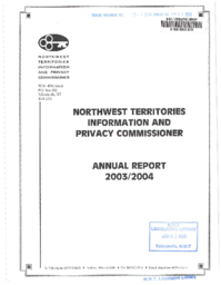 025-15(4) - Northwest Territories Information and Privacy Commissioner Annual Report 2003-2004