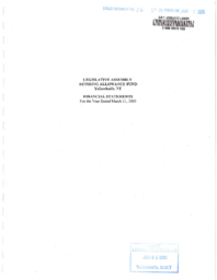 026-15(4) - Legislative Assembly Retiring Allowance Fund, Financial Statements For The Year Ended March 31, 2005 (English)