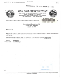 078-13(3) - Resolution #3, Deh Cho First Nation's fourth annual general assembly, regarding the naming of the Western Arctic Territory