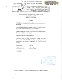 088-13(3) - Motion : Annual Assembly of the Gwich'in Tribal Council, Fort McPherson, August 13-15, 1996, regarding funding for the Tl'oondih Healing Society