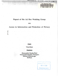 089-13(3) - Report of the Ad Hoc Working Group on Access to Information and Protection of Privacy = ᐅᓂᒃᑳᓕᐊᕆᔭᐅᔪᑦ ᑲᑎᒪᔨᐅᑐᐃᓇᐃᑲᓇᖅᑐᓂᖔᖅᑐᑦ ᐅᑯᓄᖓ ᑐᑭᓯᓂᐊᕈᓐᓇᖃᑦᑕᕐᓂᕐᒧᑦ ᐊᒻᒪᓗ ᓴᐳᑦᔭᐅᓯᒪᓂᖃᕐᓂᕐᒧᑦ ᐸᒡᕕᓴᒃᑕᐅᑦᑕᐃᓕᒪᓂᕐᒥᒃ