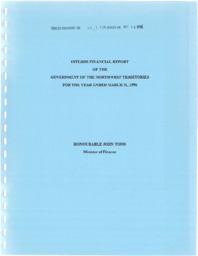 095-13(3) - Interim financial report of the Government of the Northwest Territories for the year ended March 31, 1996