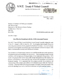 097-13(3) - Letter to the Honourable Sheila Copps, Minister of Native Heritage, from Marilyn Sanderson,Executive Director of the N.W.T. Treaty 8 Tribal Council regarding 1996 AGA Resolution # 022-96 : TVNC aboriginal program