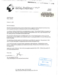 107-13(3) - Letter to Mr. Mark Evaloarjuk, MLA for Amitu, from Mrs. Ann Meekitjuk Hanson, Chair of the Baffin Regional Health and Social Services Board, regarding a new health facility in Iqaluit