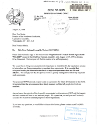 115-13(3) - Letter to the Honourable Don Morin from Bill Erasmus, Dene National Chief, regarding the 26th Dene National Assembly motion #96/97-005(6) : negotiation of Treaty 8 benefits agreements with BHP