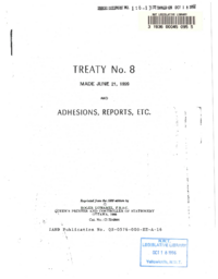 116-13(3) - Treaty No. 8 made June 21, 1899 and adhesions, reports, etc.