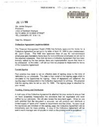 007-13(4) - Letter to Ms. Jackie Simpson, President of the Union of Northern Workers, from Herb Hunt, Director of Labour Relations and Compensation, Government of the Northwest Territories, [regarding] the implementation of the new collective agreement